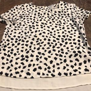 Black white Dalmatian print short sleeve blouse